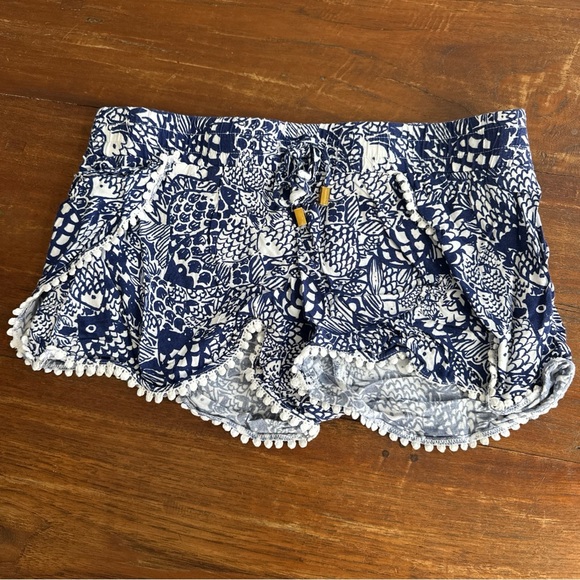 Lilly Pulitzer for Target Pants - Lilly Pulitzer for Target Navy and White Patterned Shorts Challis Pom Pom XS